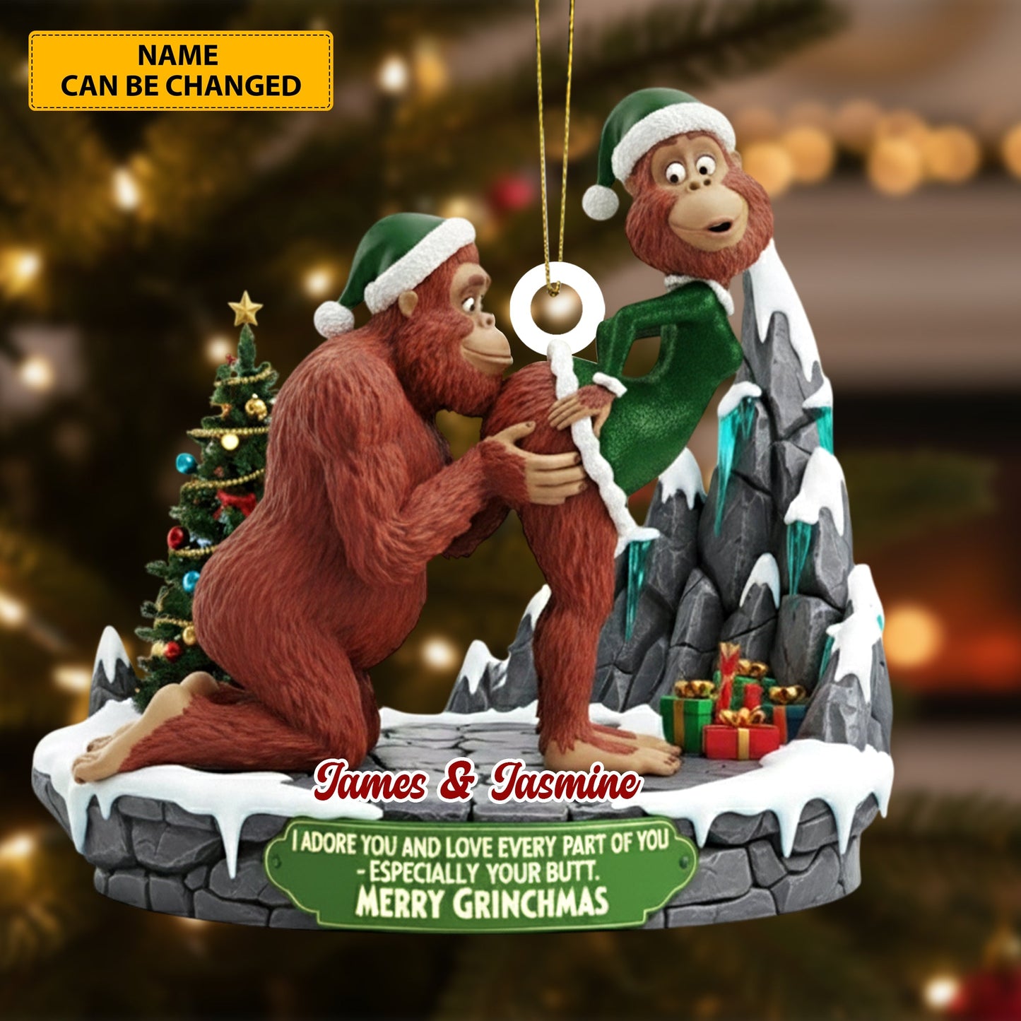 Bigfoot Couple Ornament – Personalized Funny Christmas Gift