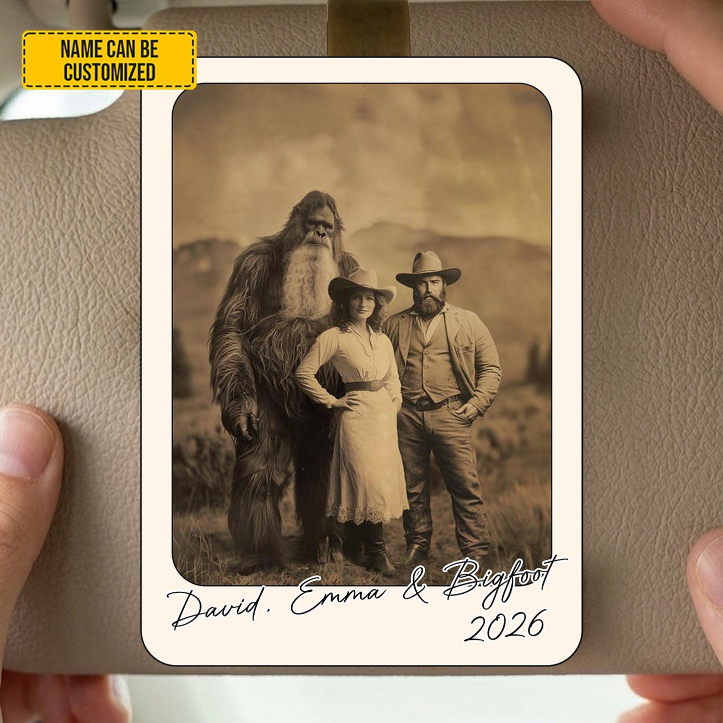 Personalized Bigfoot Photo Car Visor Clip – Bigfoot Saw Me But Nobody Believes Him
