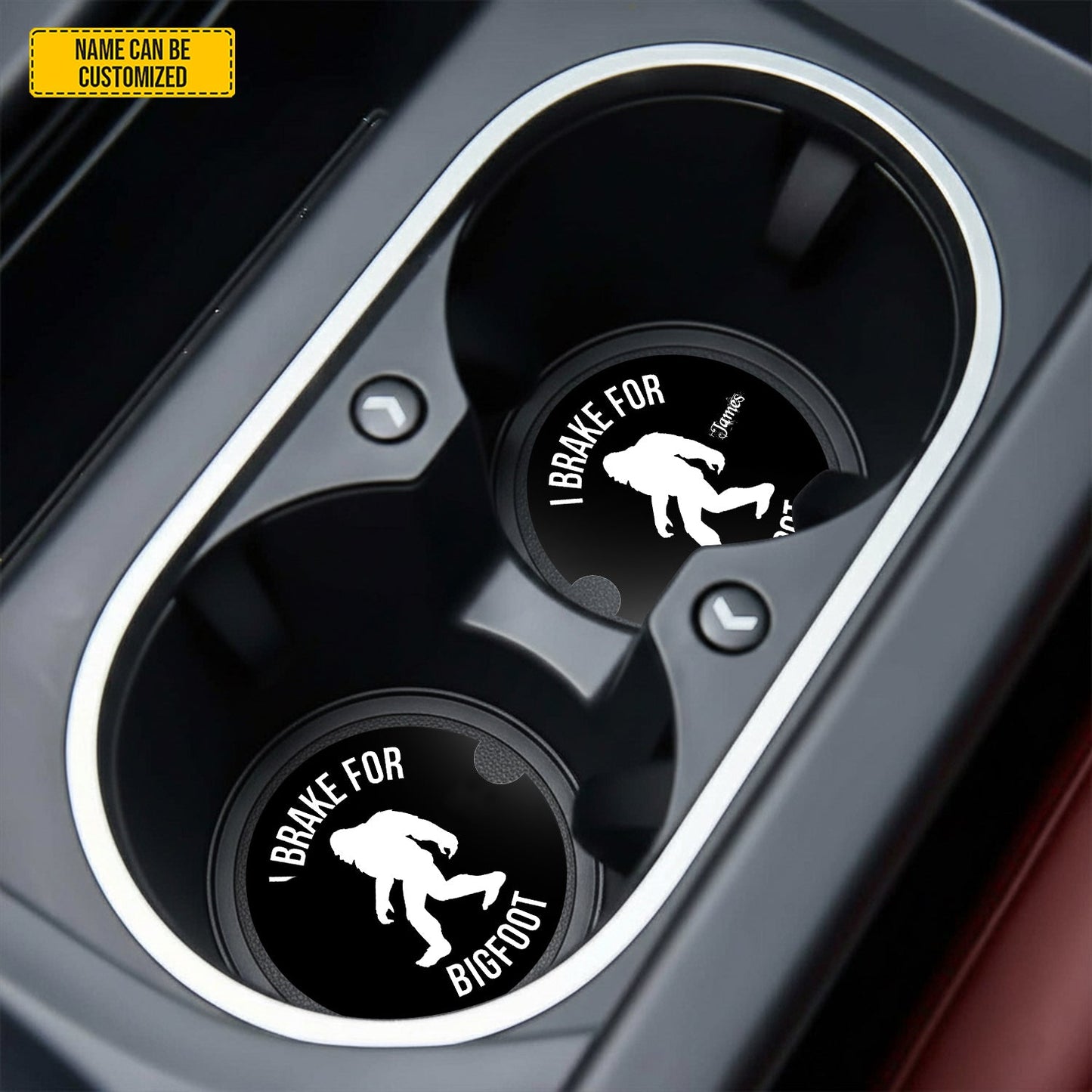 Personalized “I Brake for Bigfoot” Car Coaster