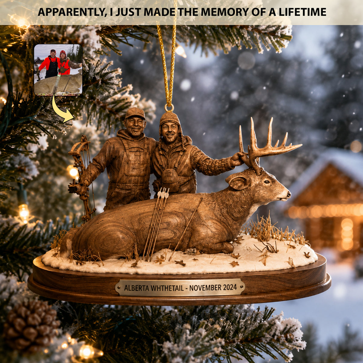 Trophy Moments – Personalized Hunting Photo Acrylic Christmas Ornament