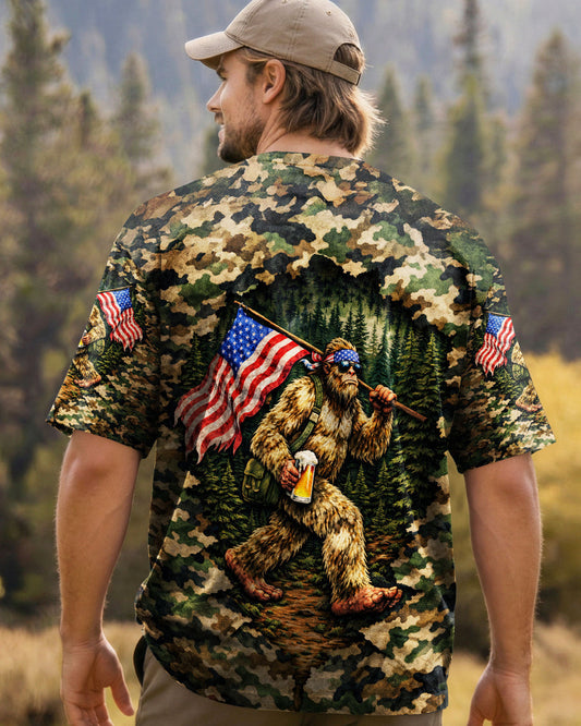 BIGFOOT WITH FLAG CAMOUFLAGE ALL OVER PRINT SHIRT