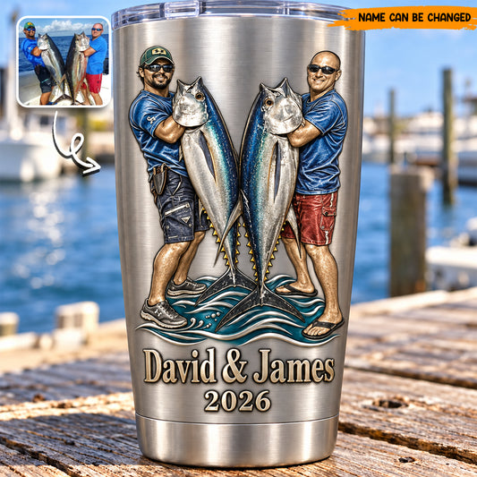 Personalized Bass Fishing Stainless Steel Tumbler, Custom Fisherman Photo & Name Travel Mug, Fishing Lover Gift