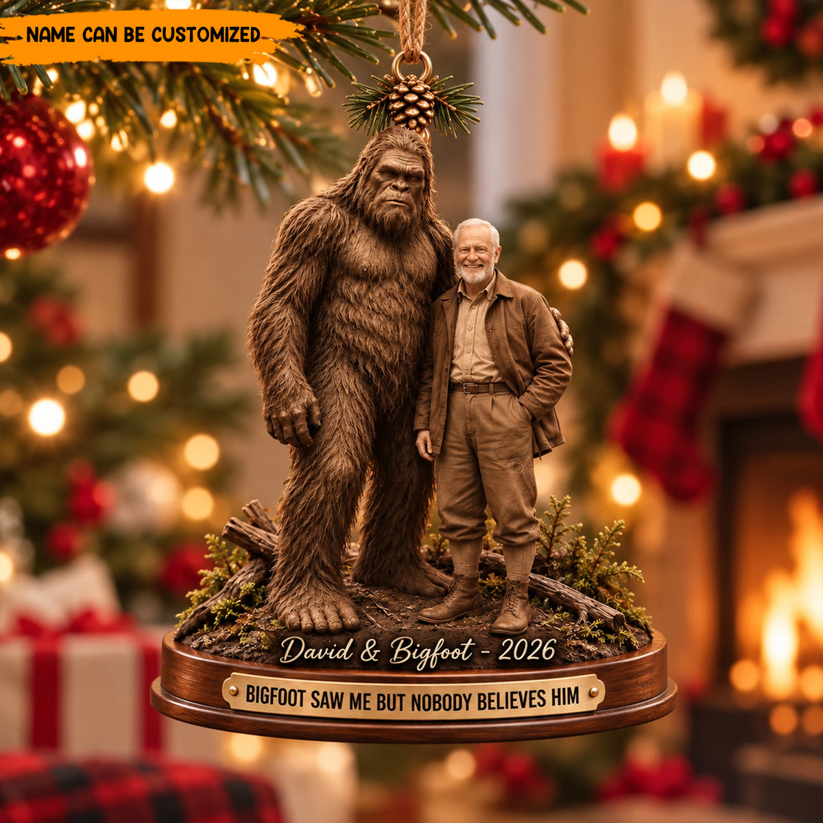 Bigfoot Saw Me – Personalized Bigfoot Christmas Ornament