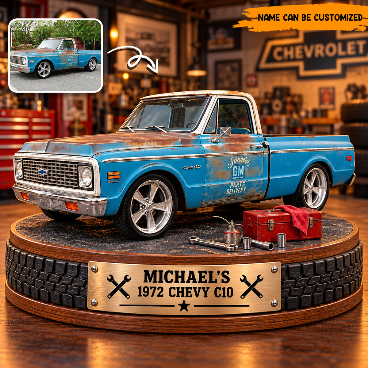 Personalized Classic Car Display Acrylic Plaque – Custom Photo & Name, Keepsake Gift for Car Lovers