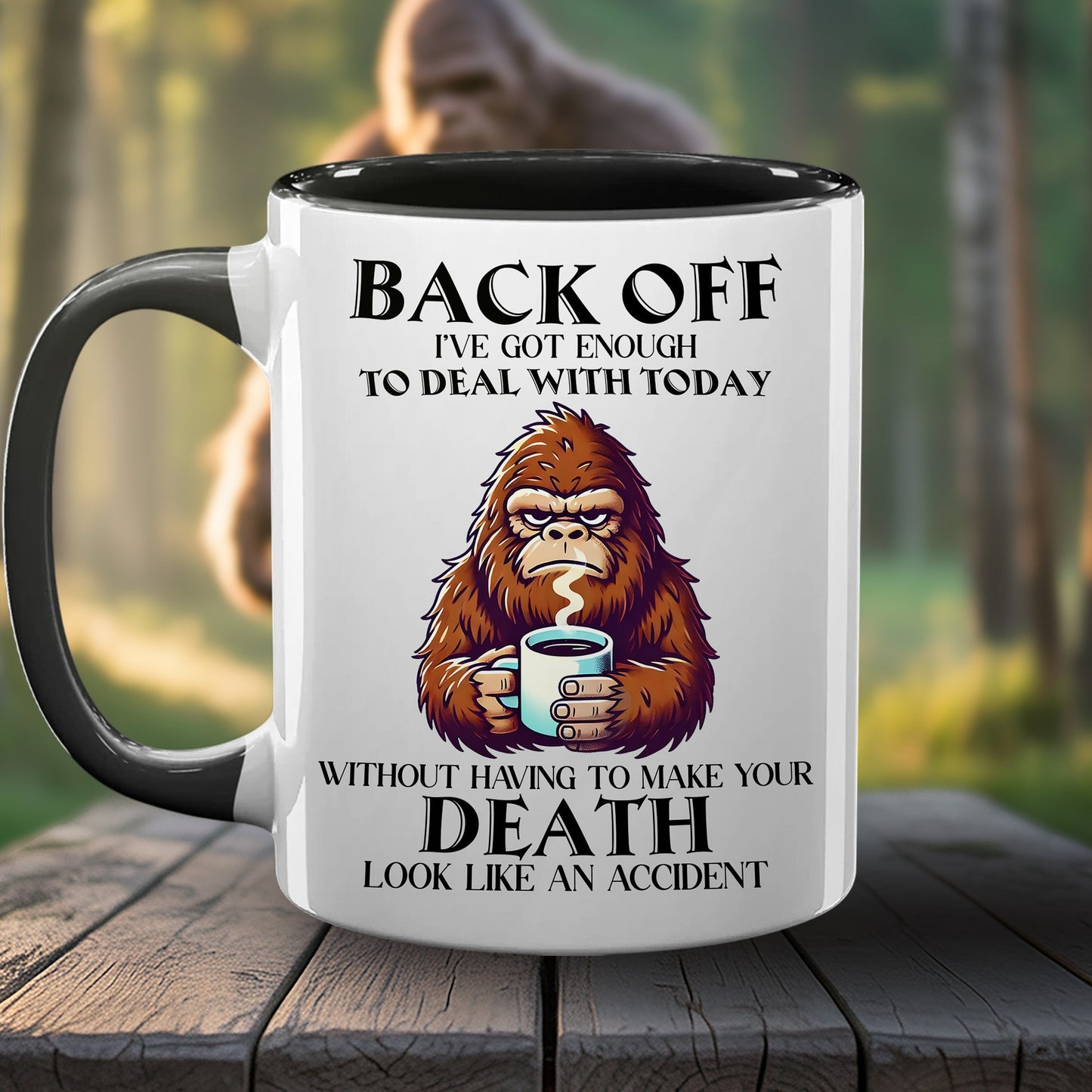 Personalized Bigfoot Legend In Trees Accent Mug