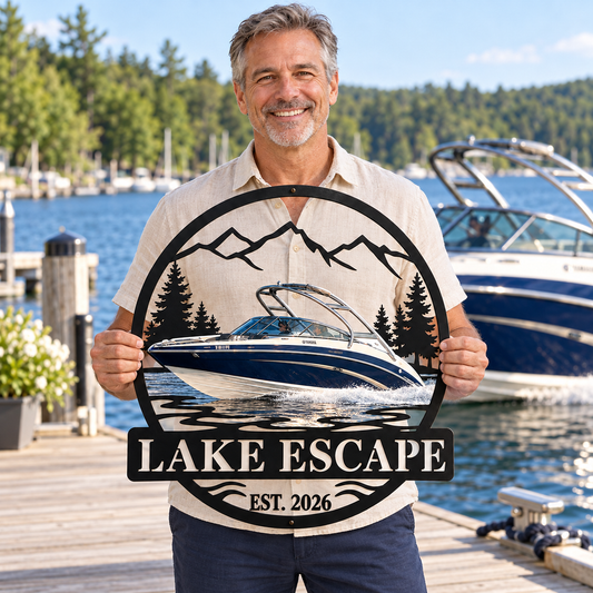 Boating Memories – Personalized Boat Photo, Name & Year Metal Sign