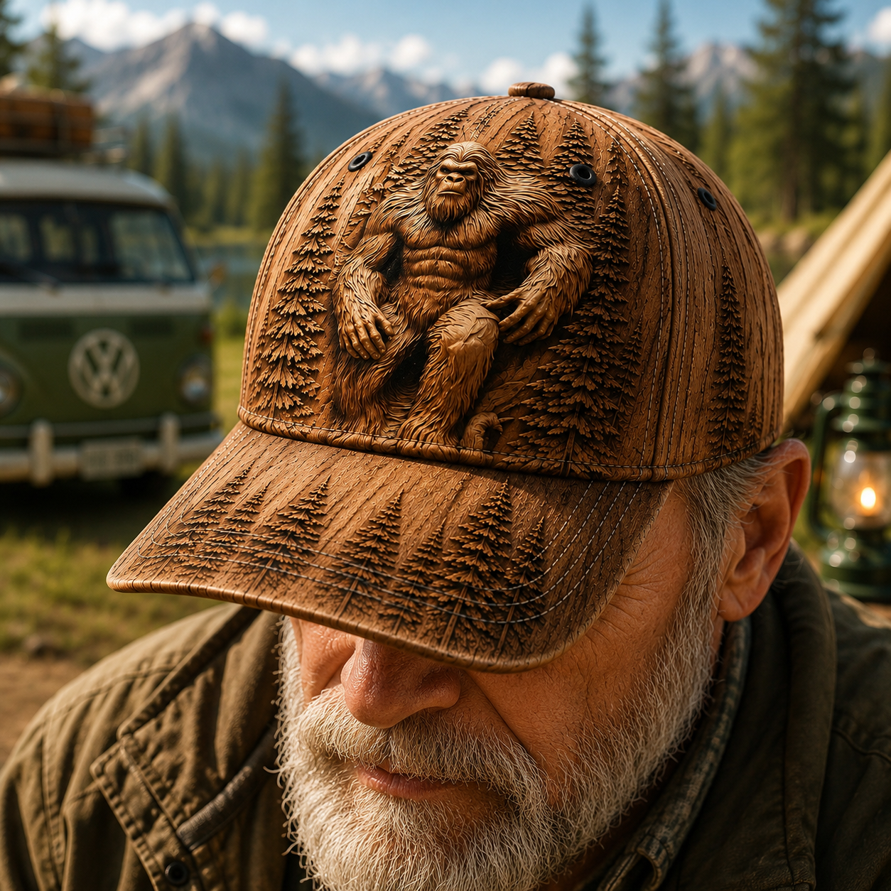 Bigfoot Woodland Carving Classic Cap – Vintage Outdoor Gift