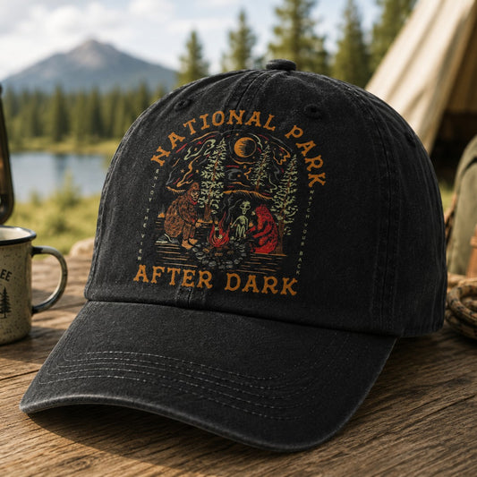 National Park After Dark Vintage Camping Cap