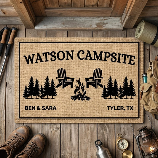 Personalized Campsite Family Name Welcome Camping Doormat