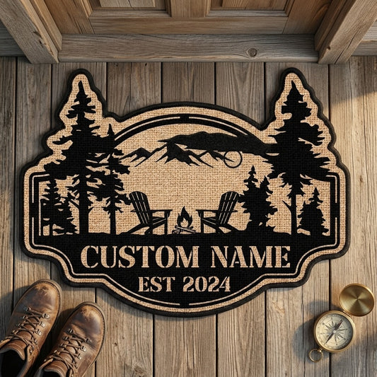 Personalized Couple Campsite Shape Doormat/Rug
