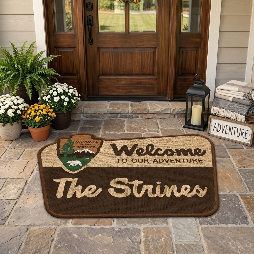 Personalized National Park Welcome Adventure Shape Doormat/Rug