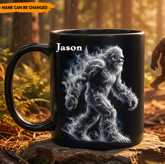 Spirit in the Smoke – Personalized Bigfoot Black Mug