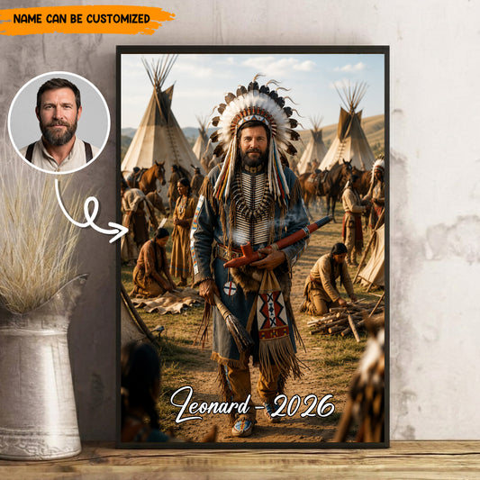 Customized Native American Warrior Portrait from Your Photo – Personalized Poster & Canvas