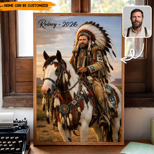 Custom Native American Portrait – Personalized Warrior Photo Poster & Canvas