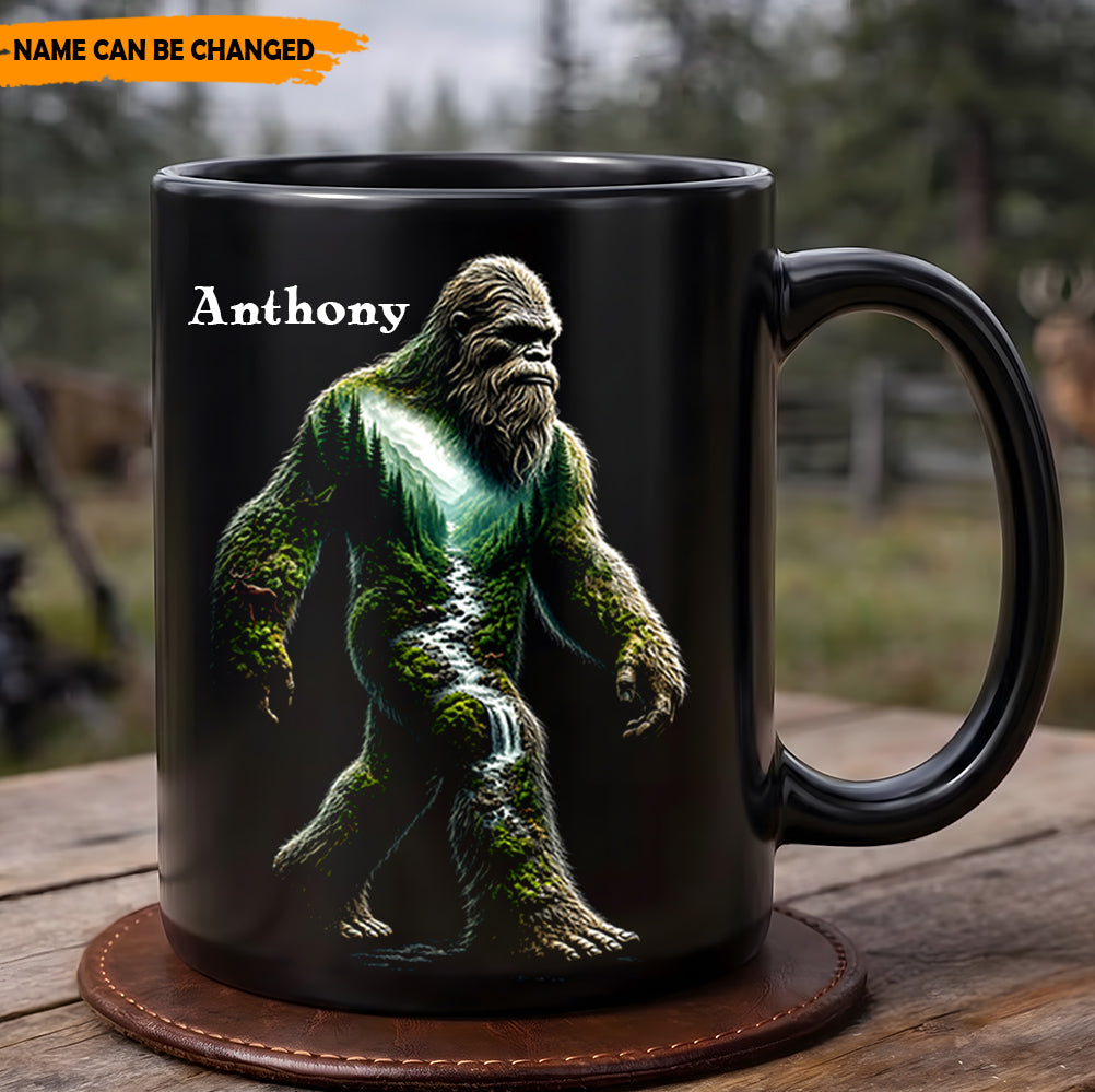 Forest Guardian – Personalized Bigfoot Black Mug