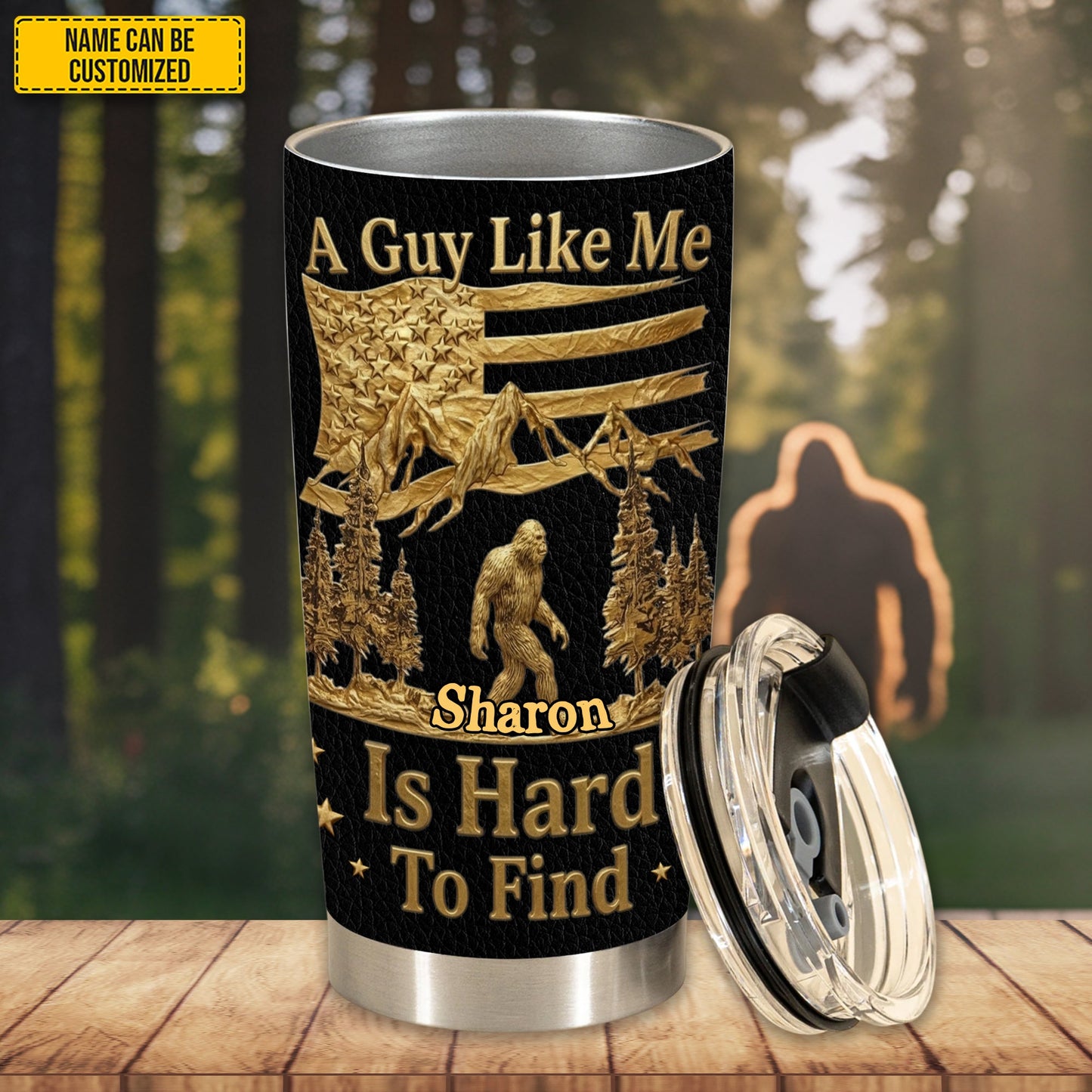 Personalized Bigfoot Tumbler – Funny Gift for Him, Husband, Dad, Bigfoot Lovers