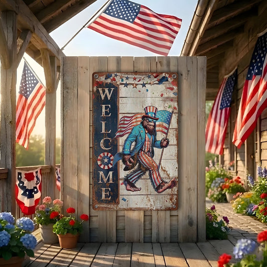Bigfoot Patriotic USA Celebrating 250 Years of American Metal Sign