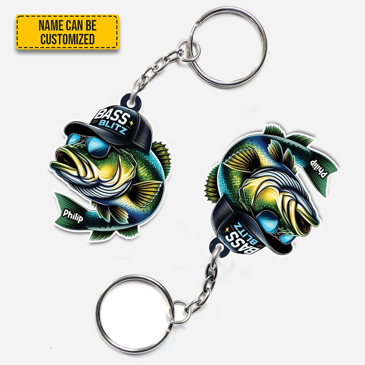 Bass Blitz – Personalized Fishing Keychain
