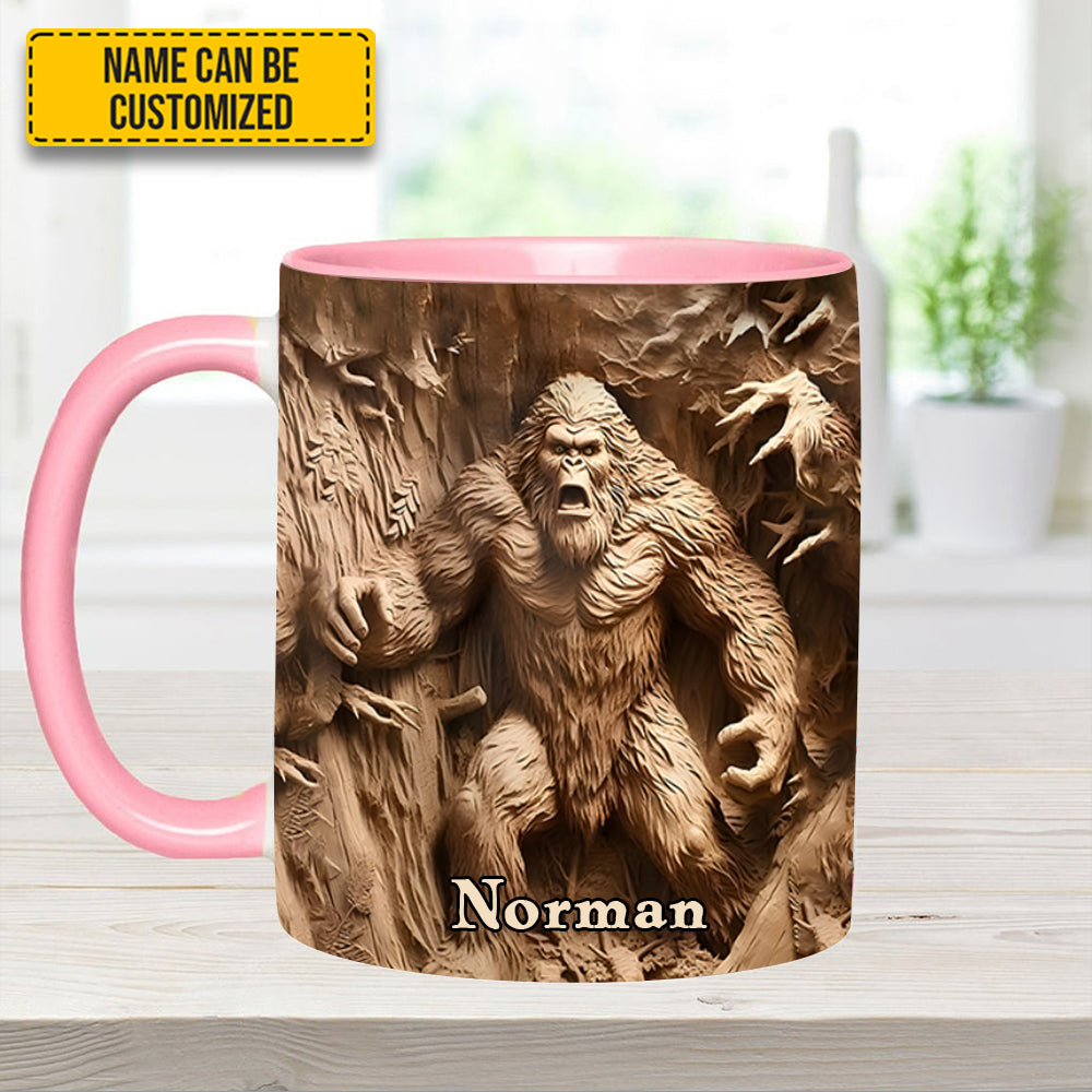 Bigfoot Sasquatch Print Forest Toile Funny - Personalized Accent Mug