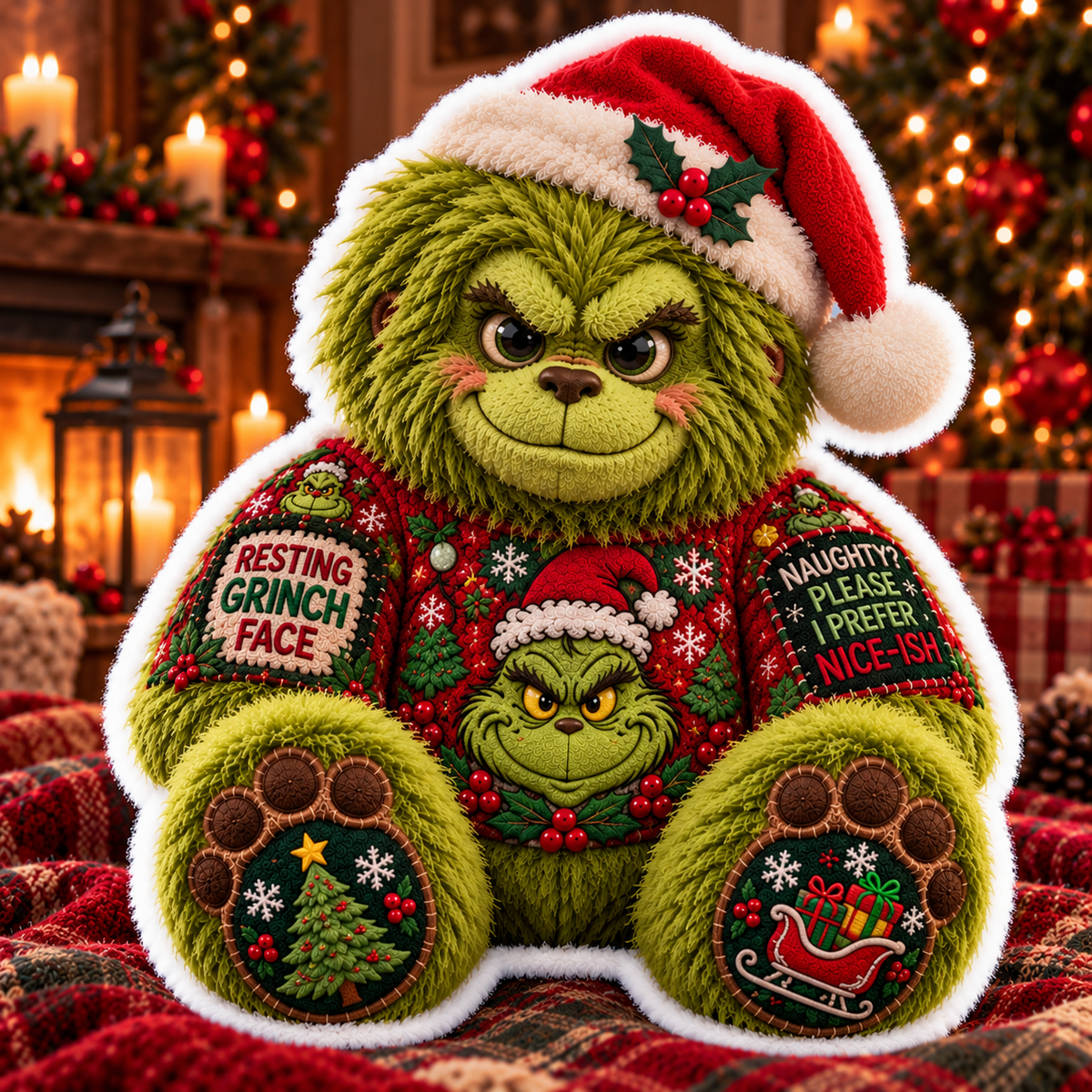 Grinch Bigfoot Custom Shaped Pillow