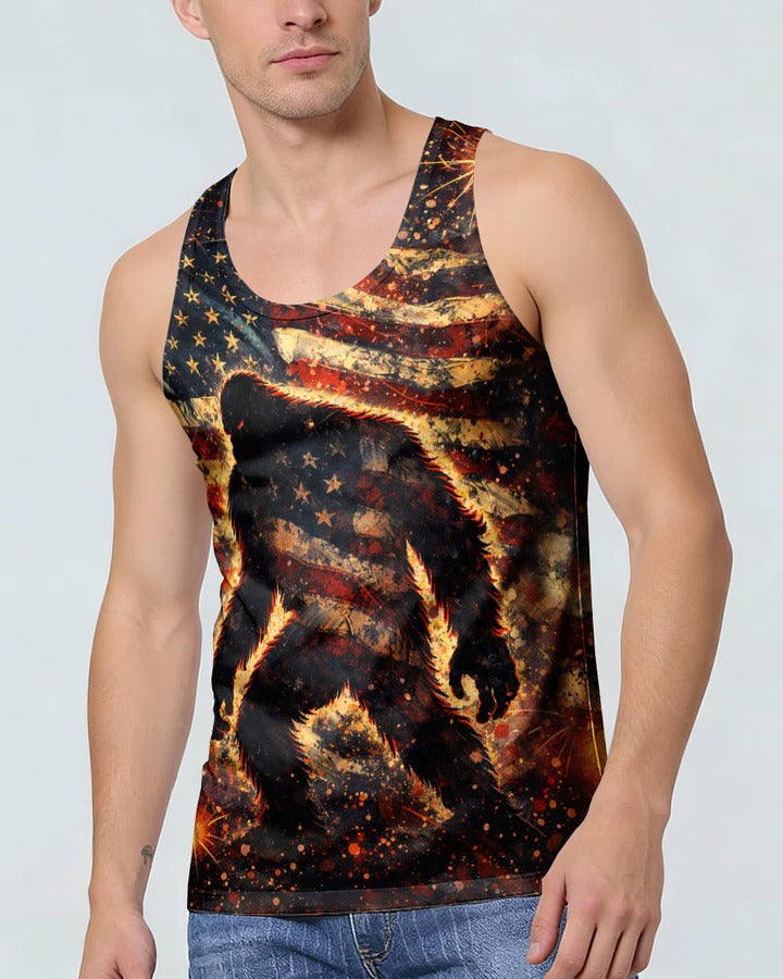 BIGFOOT STARS AND STRIPES GRUNGE ART ALL OVER PRINT