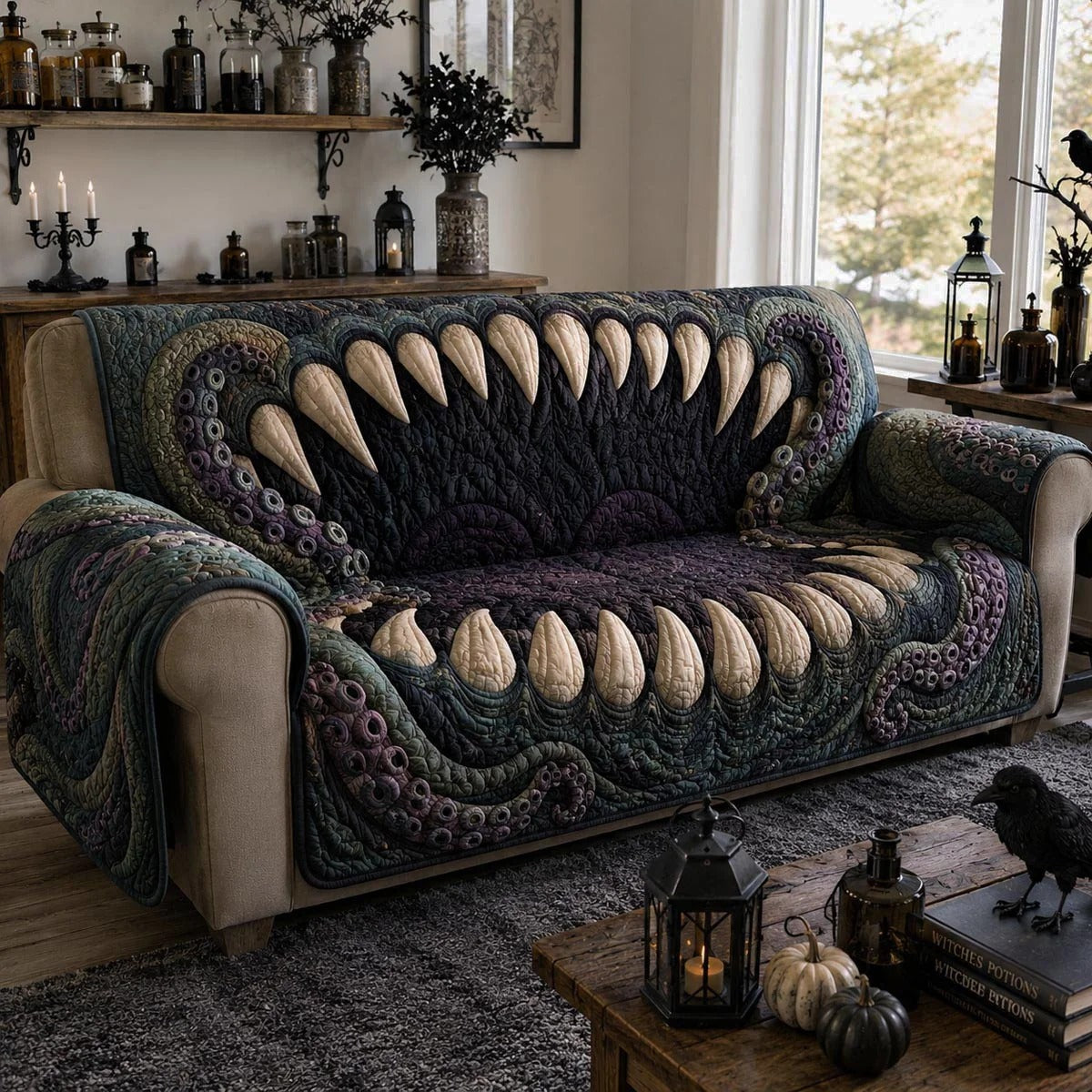 Kraken Maw Halloween Quilted Sofa Cover