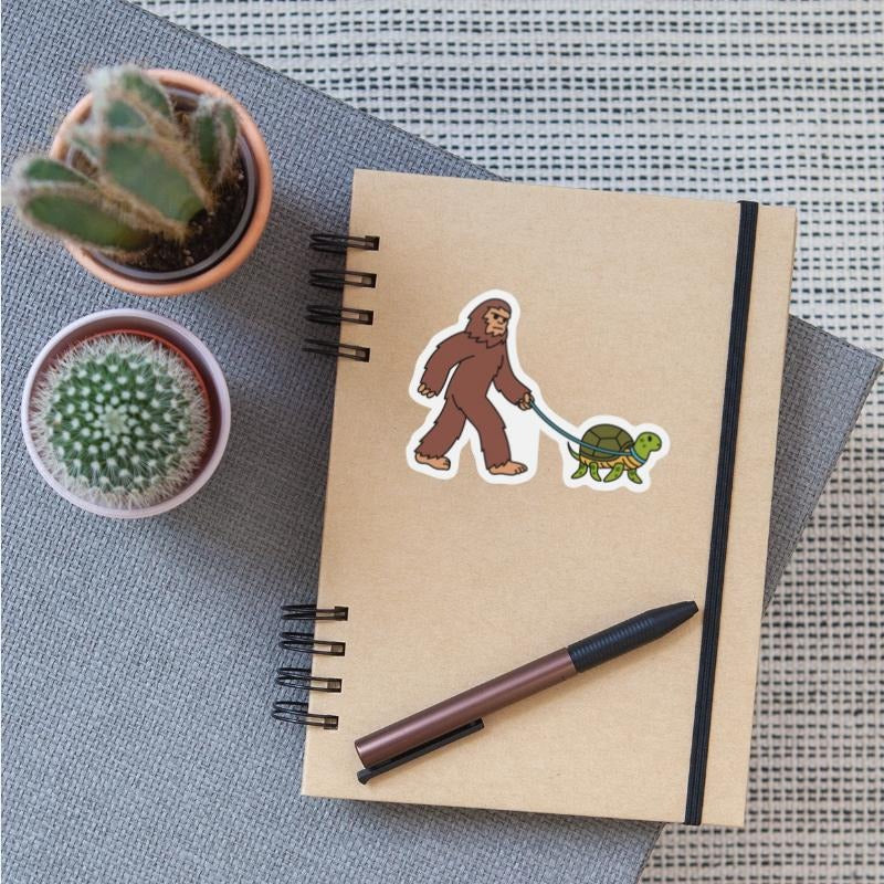 Bigfoot Sasquatch Walking Turtle on Sticker
