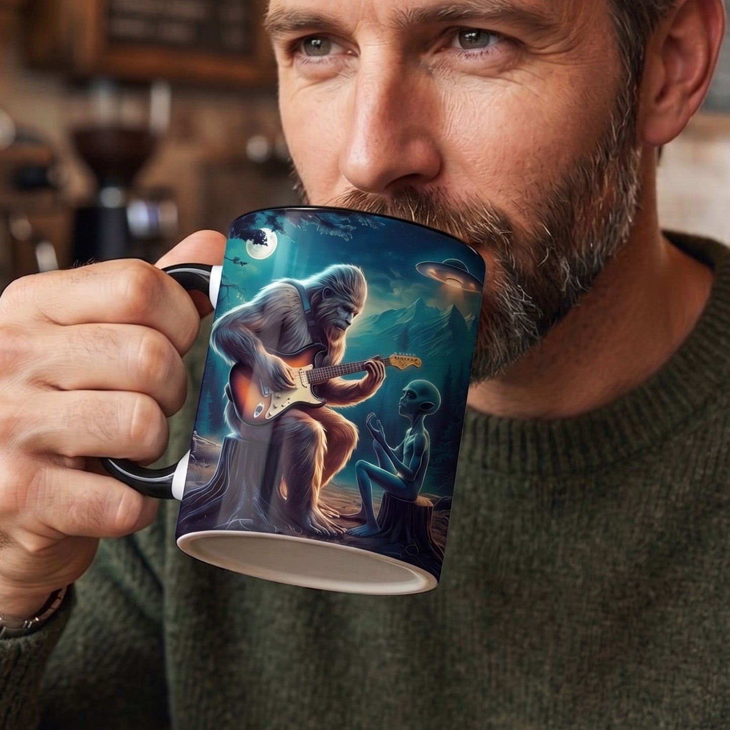 Alien Bigfoot Guitar Mug