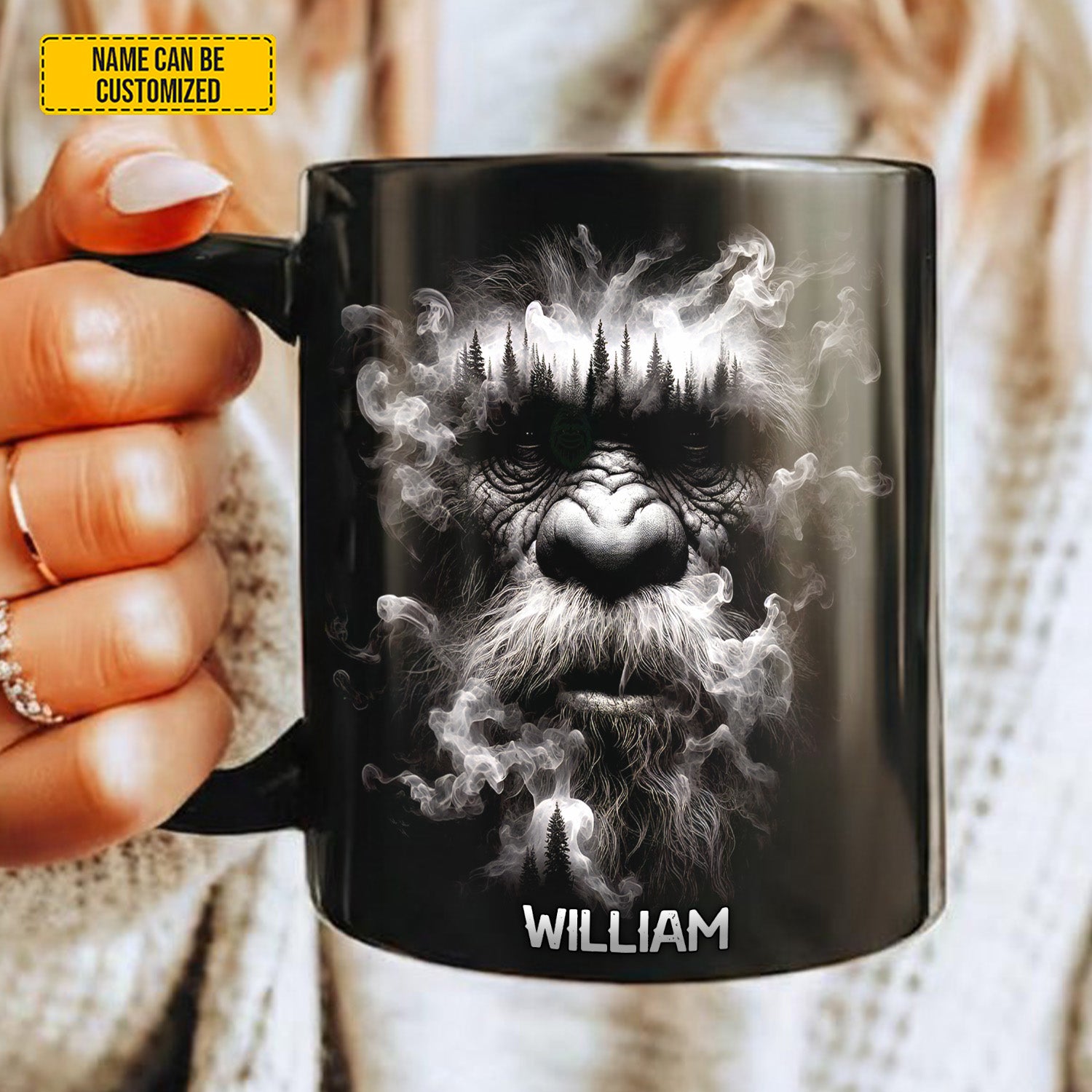 Personalized Bigfoot Black Mug