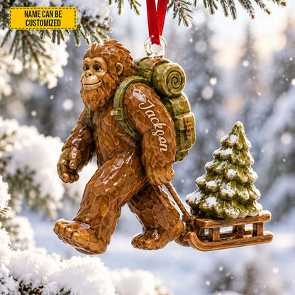 Custom Bigfoot Christmas Ornament, Personalized Sasquatch Hanging Decoration