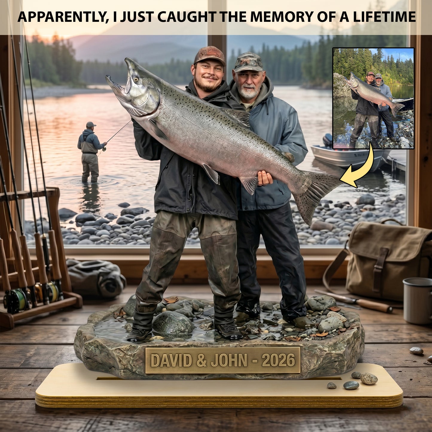 "The Catch of a Lifetime" – Personalized Wooden Plaque