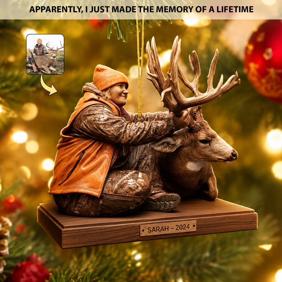 Trophy Moments – Personalized Hunting Photo Acrylic Christmas Ornament