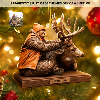 Trophy Moments – Personalized Hunting Photo Acrylic Christmas Ornament