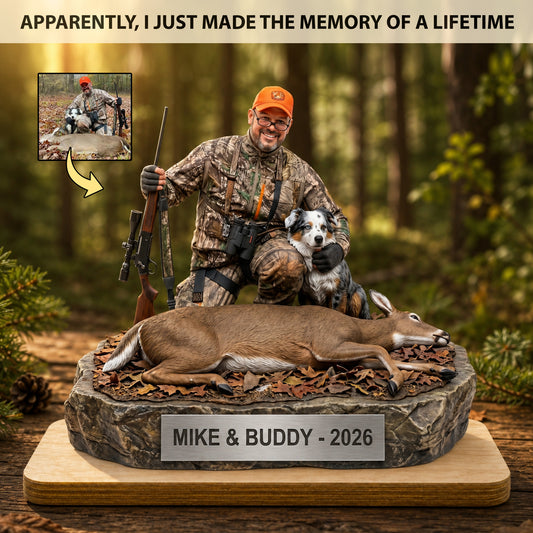 "Custom Hunter & Trophy Replica" – Personalized Wooden Plaque