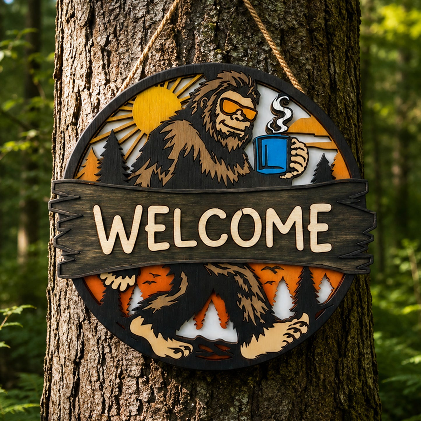 Bigfoot Welcome Door Sign – Funny Wooden Sign Door Hanger