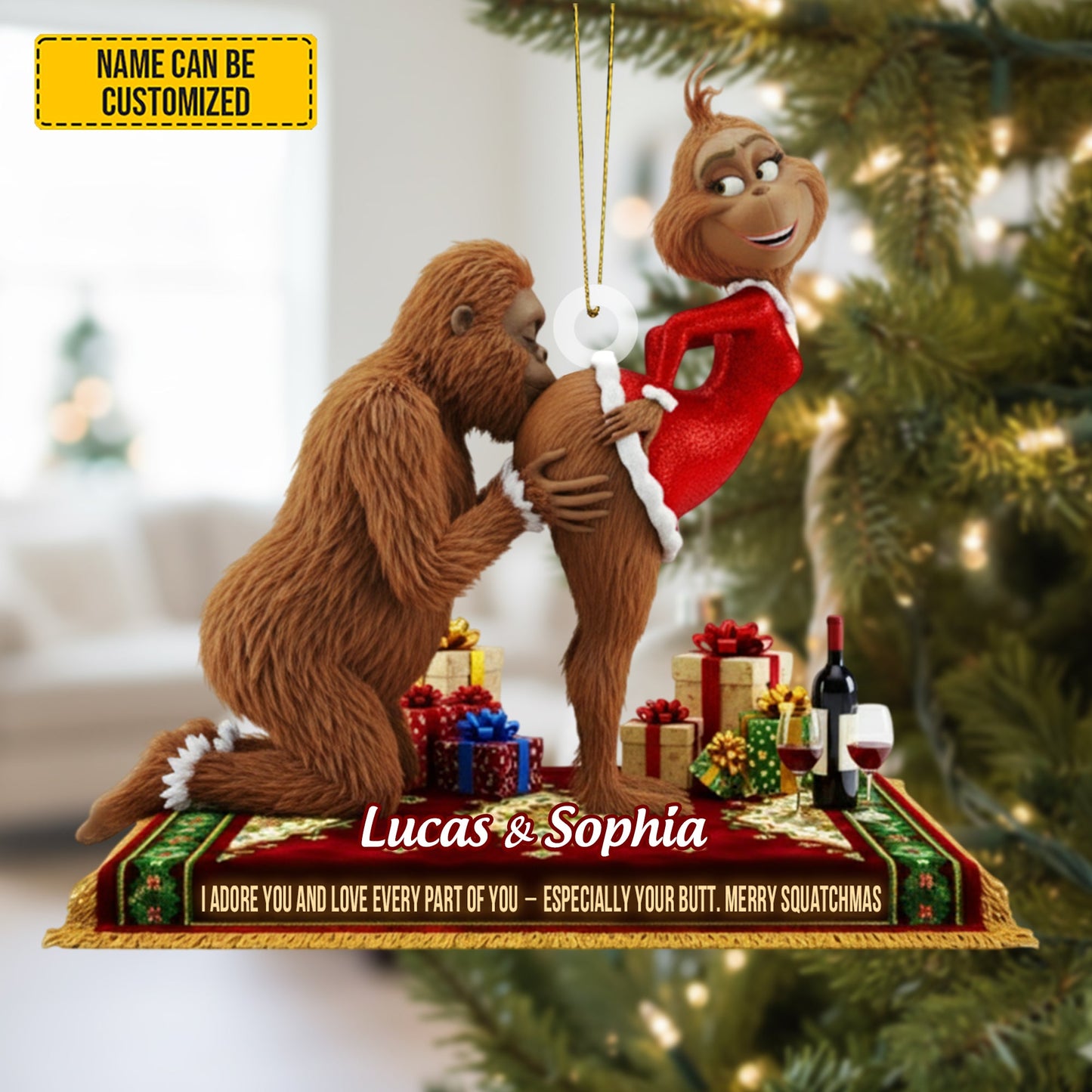 Bigfoot Couple Ornament – Personalized Funny Christmas Gift