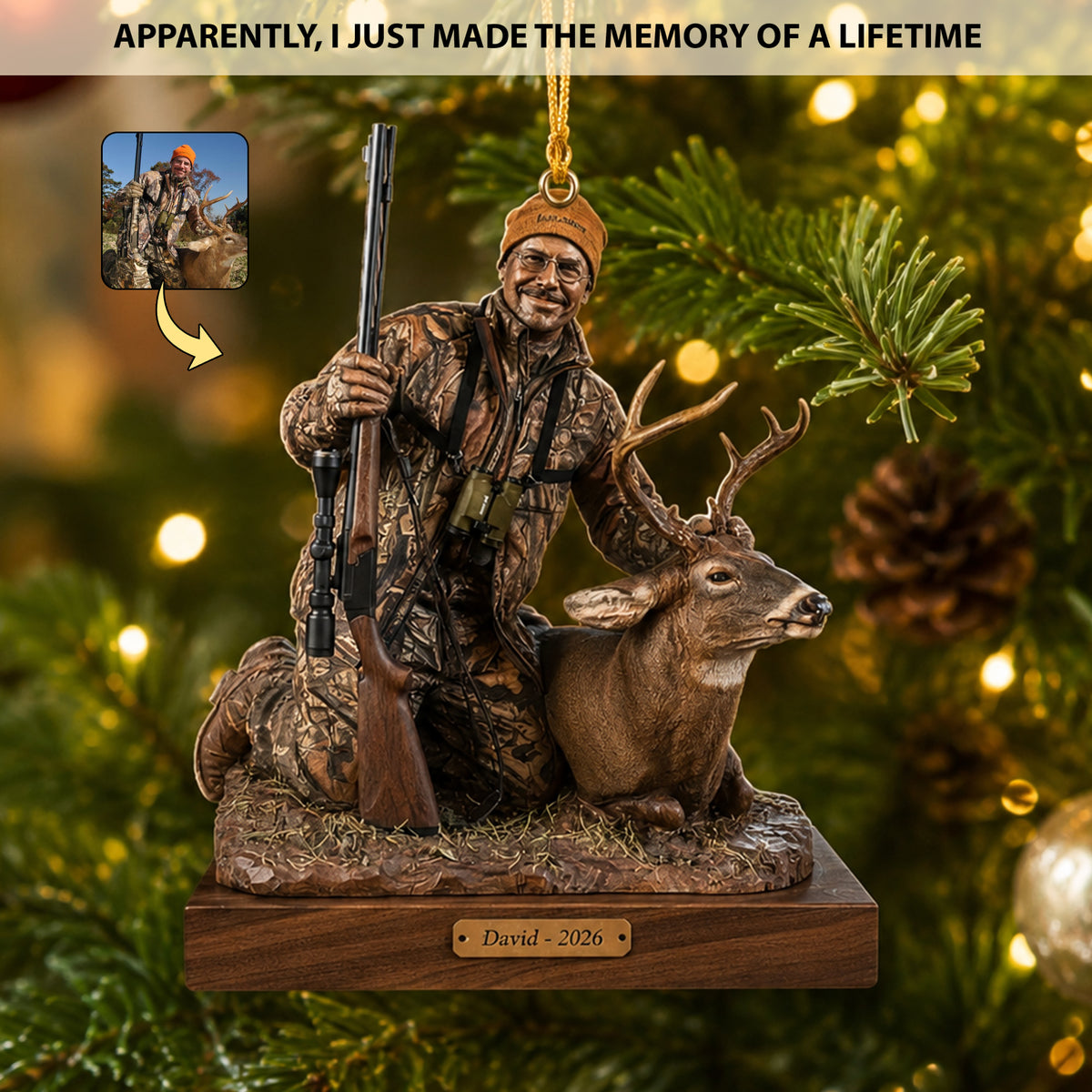 Trophy Moments – Personalized Hunting Photo Acrylic Christmas Ornament