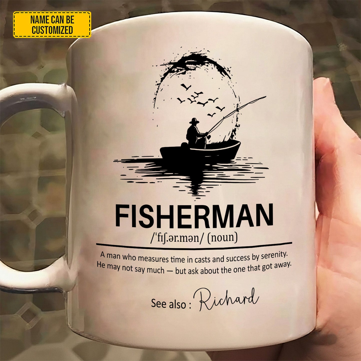 Personalized "Fisherman" Meaning Mug for Dad / Husband White Mug