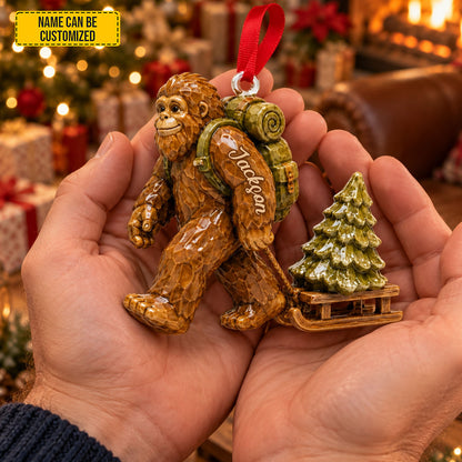 Custom Bigfoot Christmas Ornament, Personalized Sasquatch Hanging Decoration