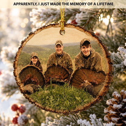 Custom Hunting Photo Wood Slice Christmas Ornament, Personalized Hunter Memory Tree Hanging Ornament