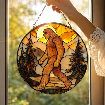 Bigfoot Mountain Sunset Stained Glass Suncatcher