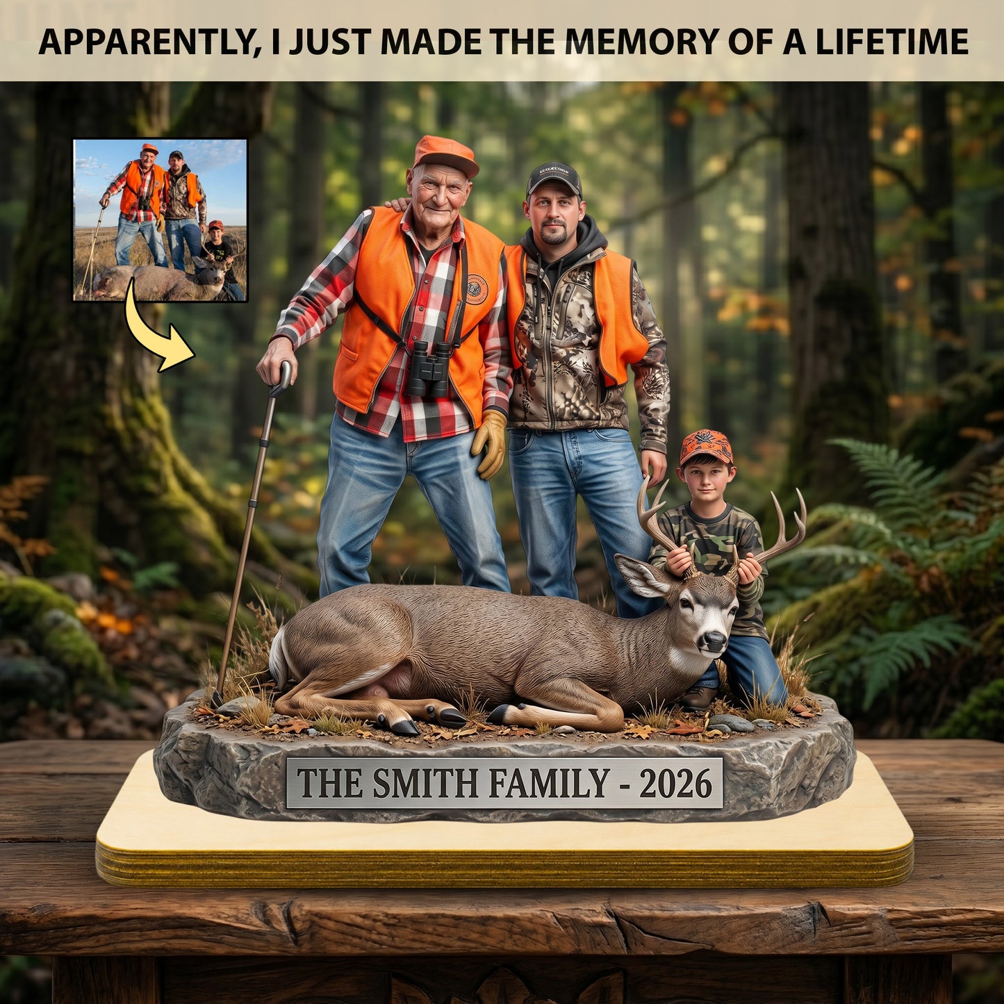 "Custom Hunter & Trophy Replica" – Personalized Wooden Plaque