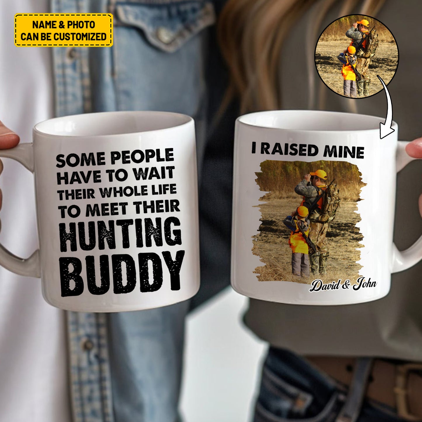 Personalized Hunting Buddy White Mug – Custom Photo & Name Gift