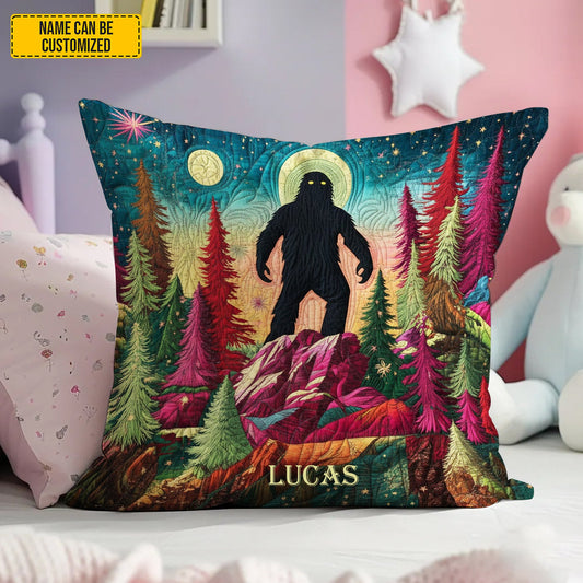 Personalized Bigfoot Forest Pillow