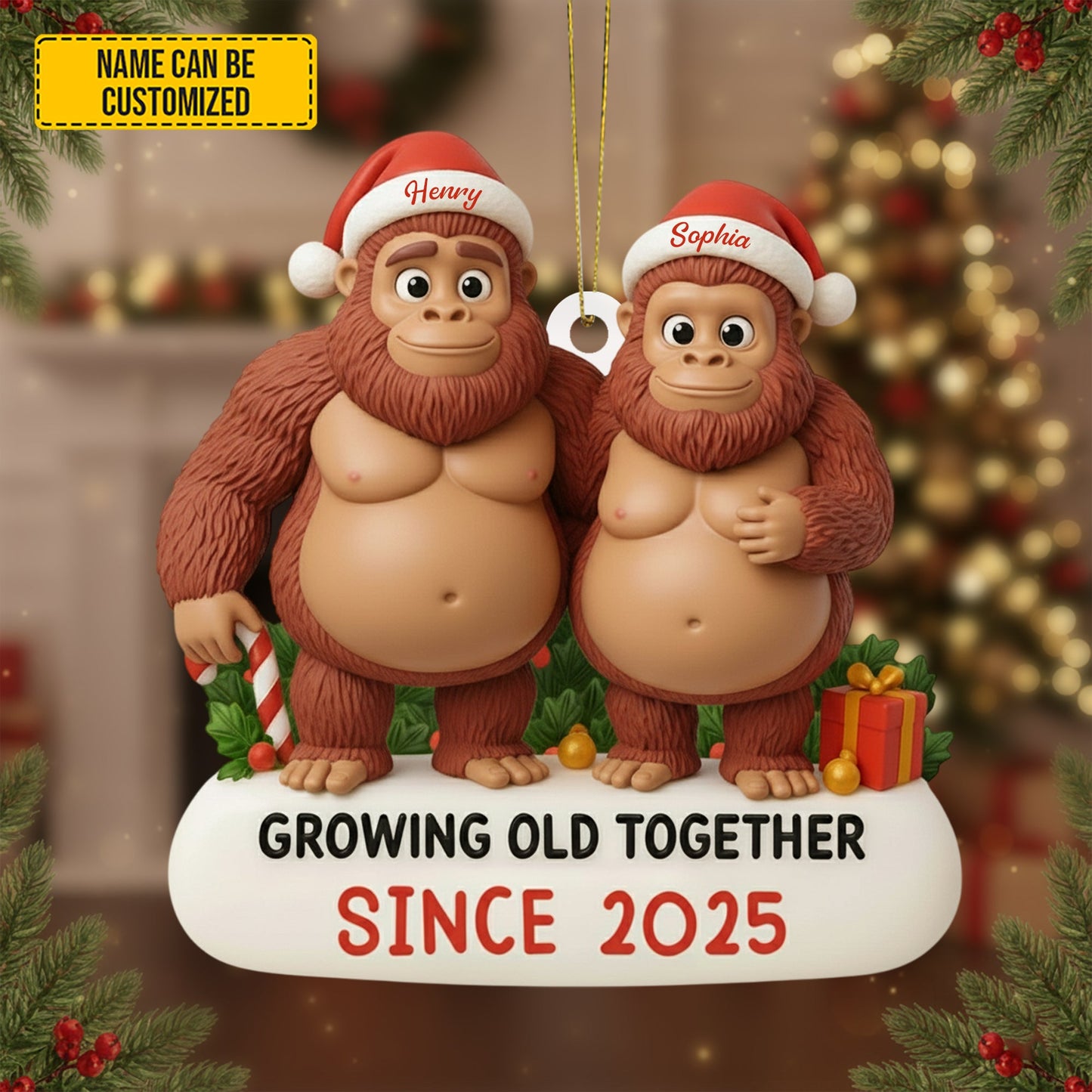 Bigfoot Couple Ornament – Personalized Funny Christmas Gift