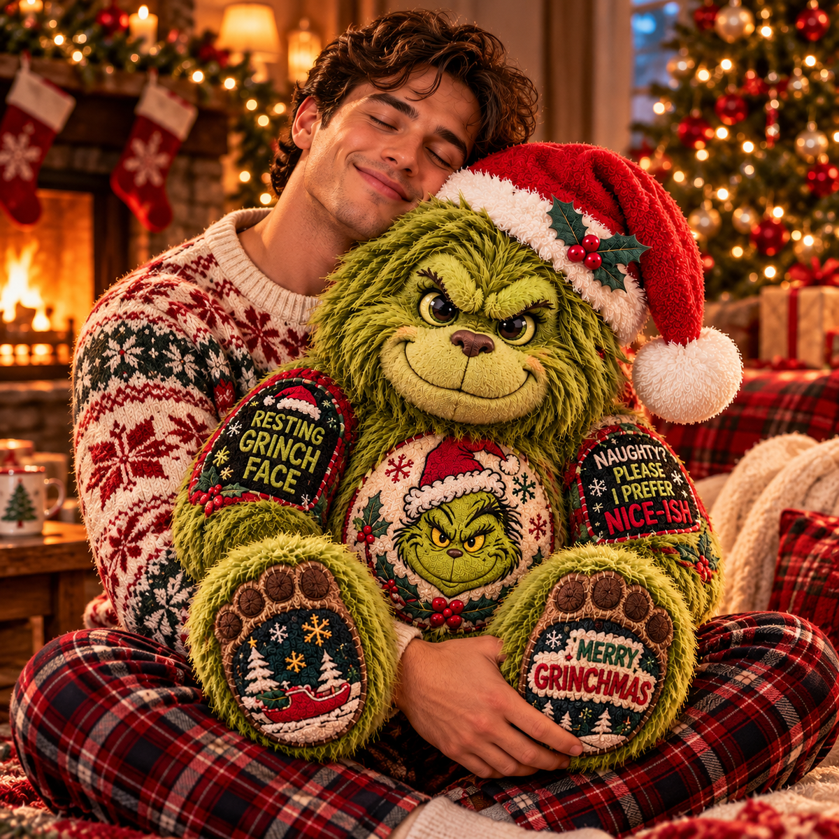 Grinch Bigfoot Custom Shaped Pillow