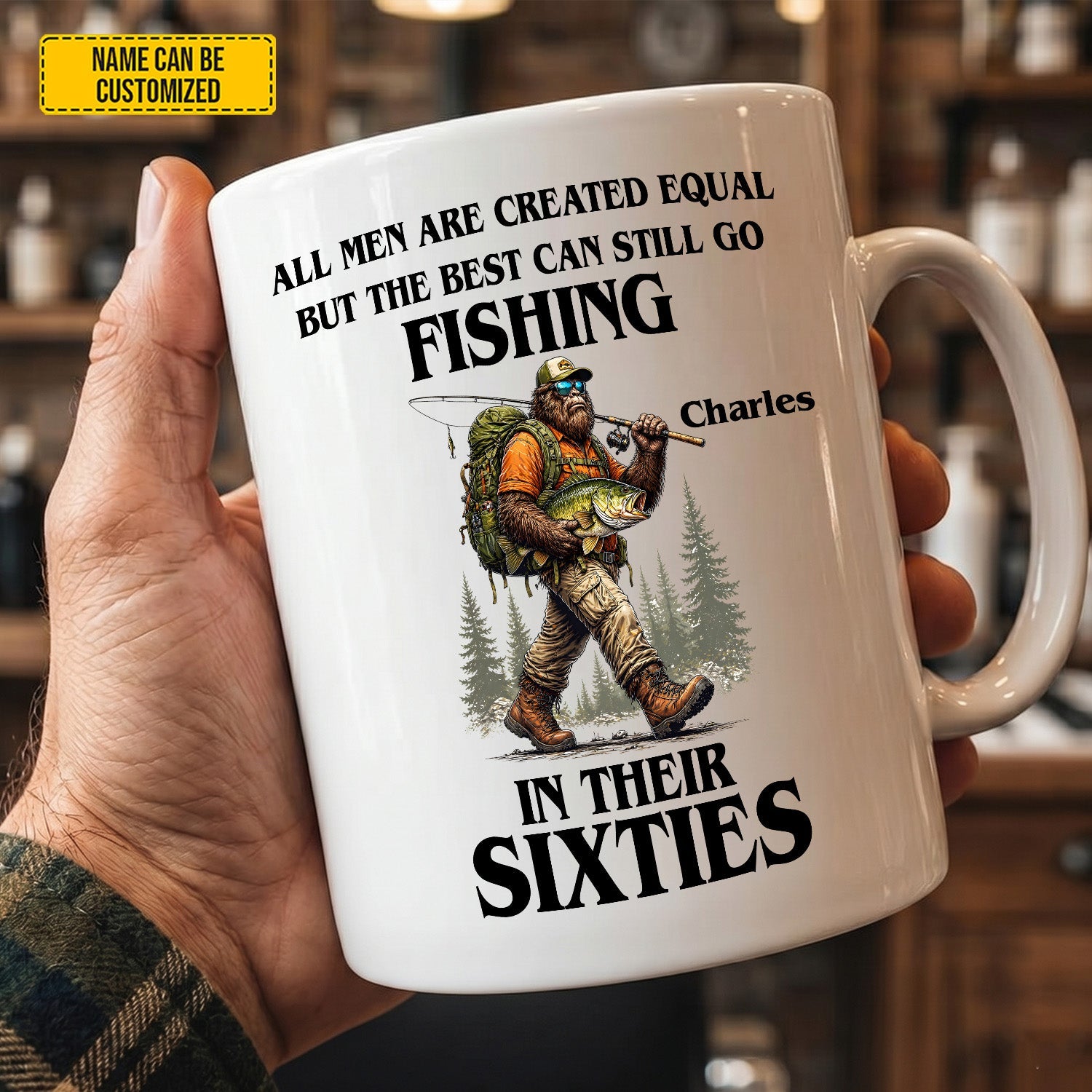 Still Fishing In Their Sixties - Personalized Fishing White Mug