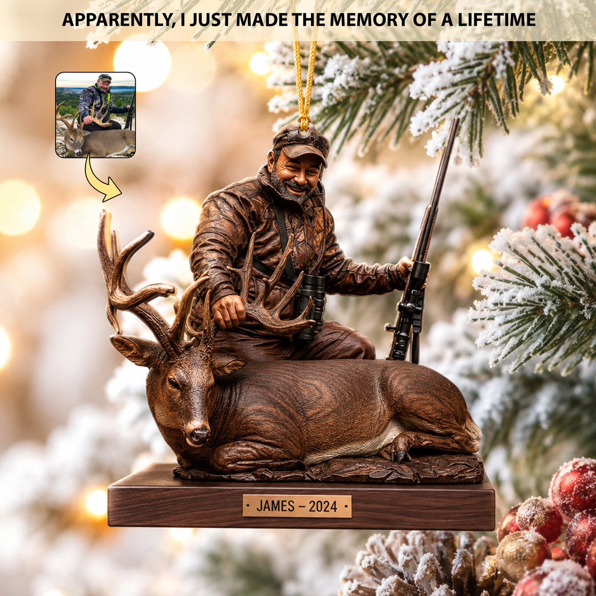 Trophy Moments – Personalized Hunting Photo Acrylic Christmas Ornament