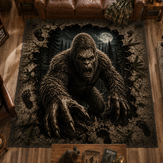 Bigfoot 3D Illusion Area Rug – Halloween Gift