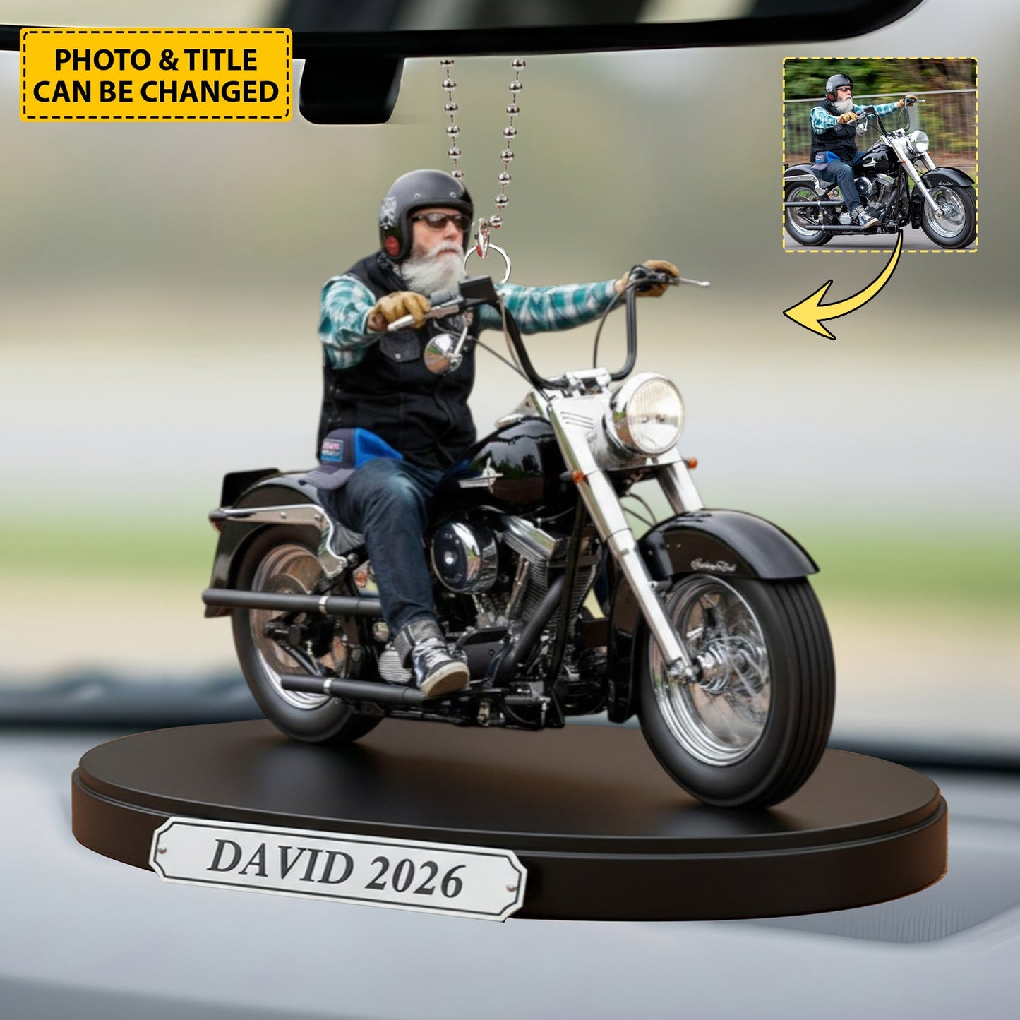 Biker Legacy – Personalized Motorcycle Photo Car Ornament